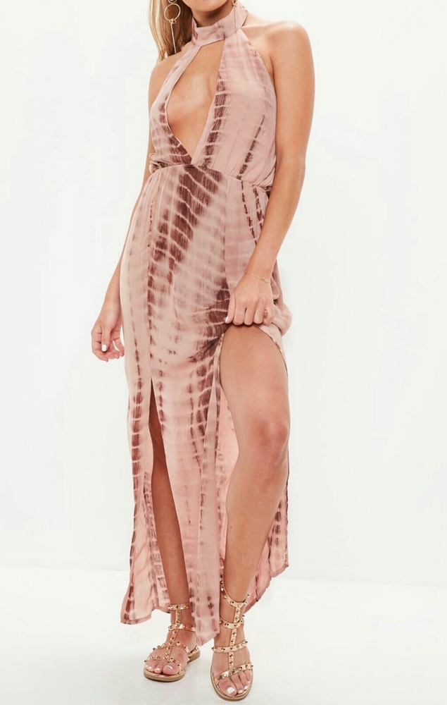 NWT Missguided Tie dye halter maxi dress